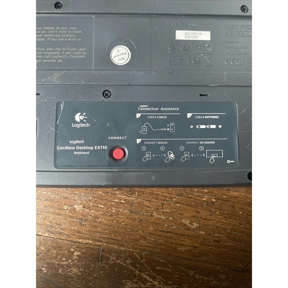Logitech EX110 Cordless Desktop Wireless Keyboard No USB Receiver USED